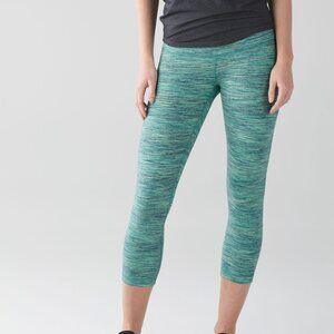 Lululemon 21” Wunder Under Space Dye Alberta Lake Teal Green Size 8